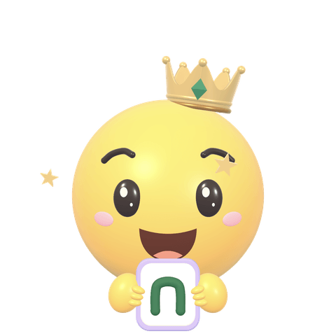 Nova, das Maskottchen von Nova Keyboard, hält ein „n“-Schild